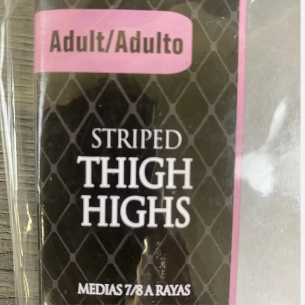 NWT Striped Thigh Highs Green Black OS Adult Halloween Costume Witch St. Patrick